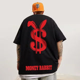 Harajuku Crying character – Money Rabbit Funny Graphic Printed T Shirt For Men Oversized