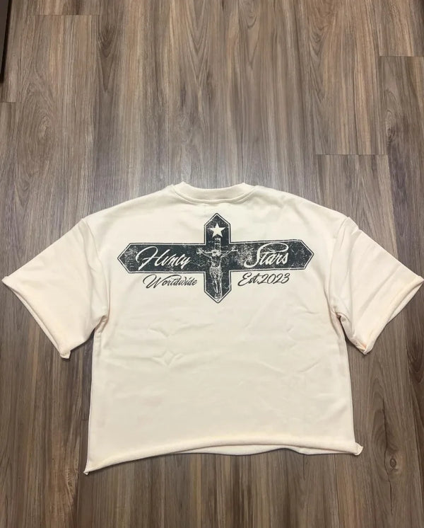 Y2k Vintage t-shirt – Y2K American Retro Hip Hop Casual Short Sleeve Cross Letter