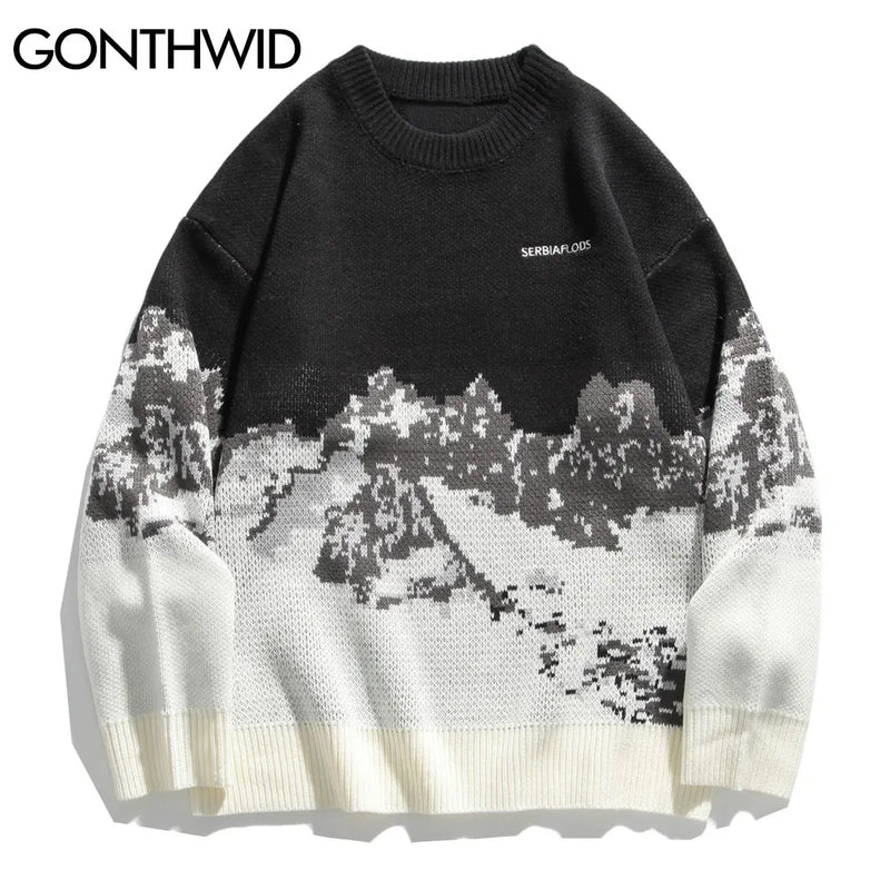 varsity flame pullover for men with bold graphic knit design, perfect for 2025 fashion, street fashion menswear trend for sea