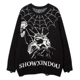 hip hop knitted sweater mens winter o neck harajuku pattern pullover streetwear casual loose pullover sweaters jumper knitwear Y2K vintage urban hoodie, high quality cotton pullover, urban wear with bold artwork