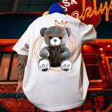 Anime Oversized shirt – American Street Bear Printed Men T Shirt Summer Crewneck