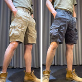 Men Trend Cargo Shorts Cotton High Quality Hot Sale Hip Hop Punk Wash Military Multi-pocket Casual Male's Outdoor Straight Short
