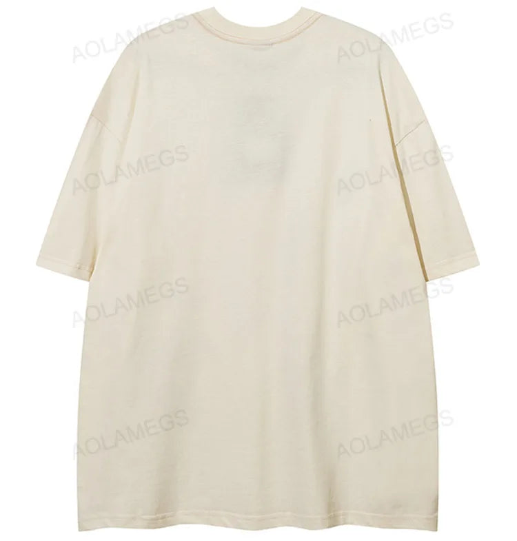 Anime Oversized shirt – Men Short Sleeve T Shirts Shadow Graphic Letter Print Tshirt