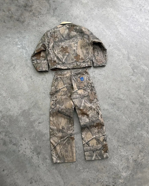 harajuku hunting camo hoodies y2k camouflage sweatpants two piece set streetwear oversized sweatshirts tracksuit men clothing urban active pants
