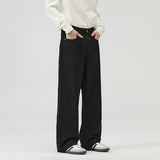men solid color denim wide leg straight streetwear fashion loose casual jeans pants women y2k jeans trousers vintage washed jeans