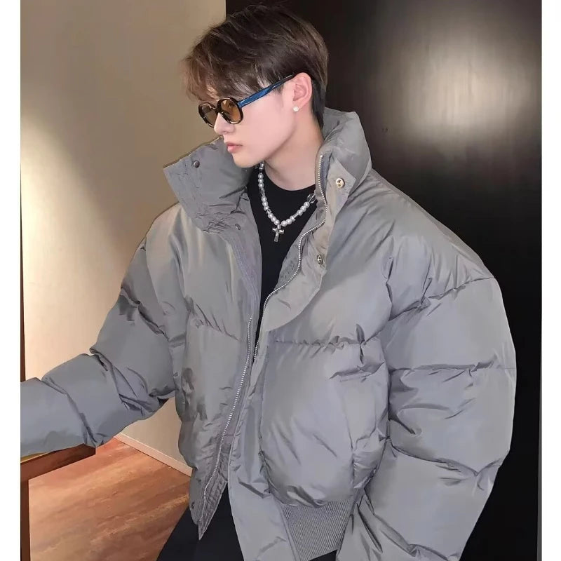 Simplicity Stand Collar Mens Parkas Heavy Winter Thicken Casual Short Cotton Jacket Warm Fashion Coats Male Streetwear New
