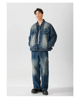 oversized fit featuring 2024 spring autumn new oversized armor padded jean coat for men turtle shell ripped denim jacket for men super size clothes design – premium quality jacket for men