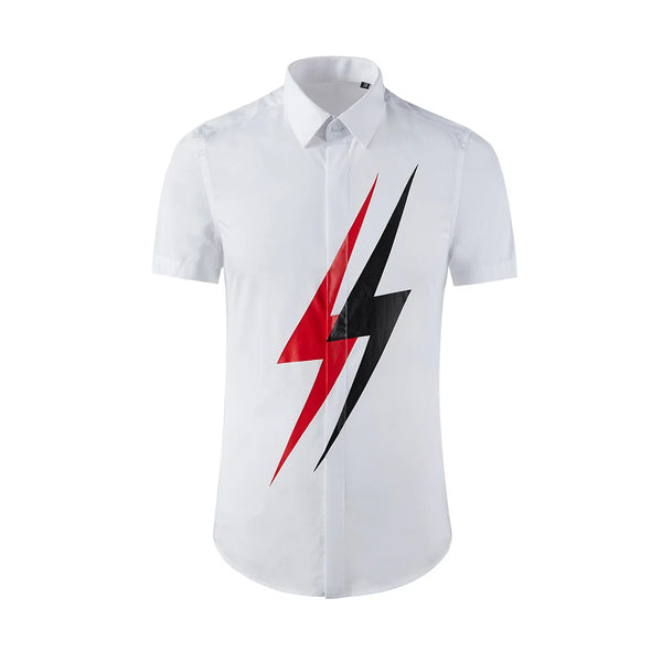 New 2022 Men Classic NEIL BARRETT thunderbolt Cotton Casual Shirts Shirt high quality Pocket Short sleeves S 3XL #A602