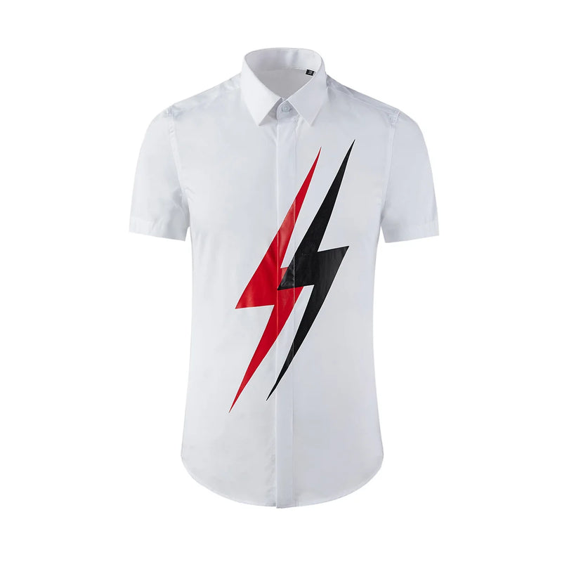 New 2022 Men Classic NEIL BARRETT thunderbolt Cotton Casual Shirts Shirt high quality Pocket Short sleeves S 3XL #A602