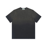 Spring Summer New Products Fried Color Wash Water Gradient Color Loose Short-sleeved Casual Basic Bottoming Round Neck