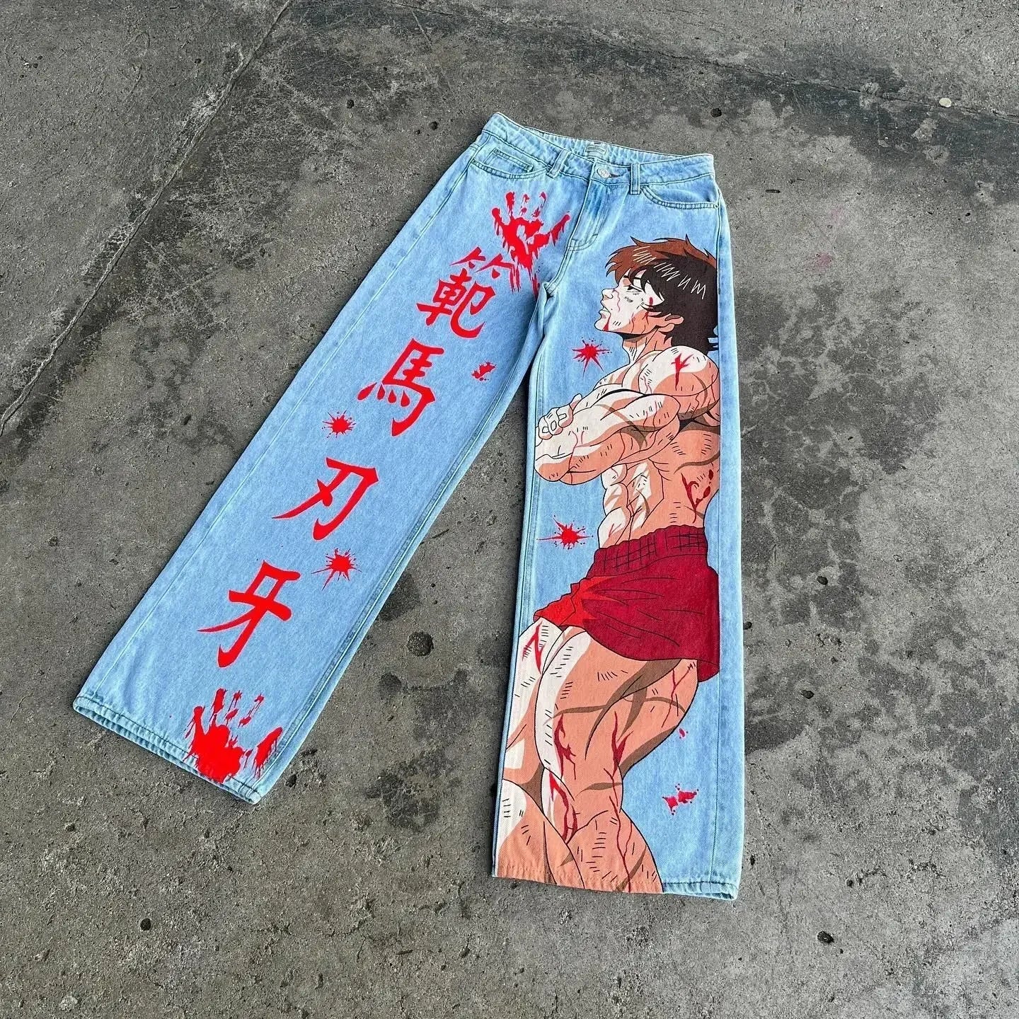 harajuku slifer the sky dragon print y2k men s jeans popular anime baggy jeans wide leg pants streetwear trouser men clothing unique jeans style 5674