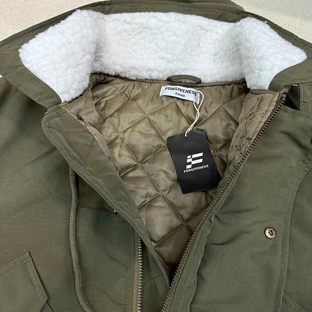 2024AW new cotton dress solid color hooded multi-pocket jacket