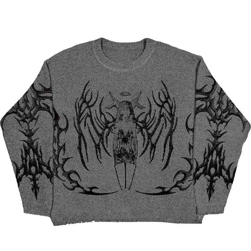 y2k flame knit sweater in soft cotton blend for fashion-forward fall wardrobes, ideal for men’s fashion and seasonal streetwe