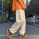 summer casual y2k streetwear straight pants men breathable korean fashion drape trousers solid color wide leg baggy sweatpants relaxed fit joggers
