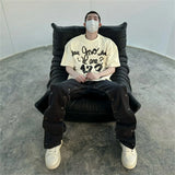 anime aesthetic print tee featuring vintage summer rrr123 foam letter print loose casual t shirt tops
