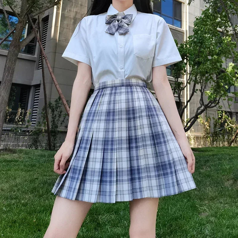 Japanese Korean Student Short Sleeve Sexy Jk Uniform Set High School Clothes Pleated Skirt Girl Seifuku Dress Cosplay Schoolgirl