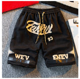 suede shorts men 2024 summer mens high street letter print loose five point pants straight simple fashion american basketball s unique shorts style 1500
