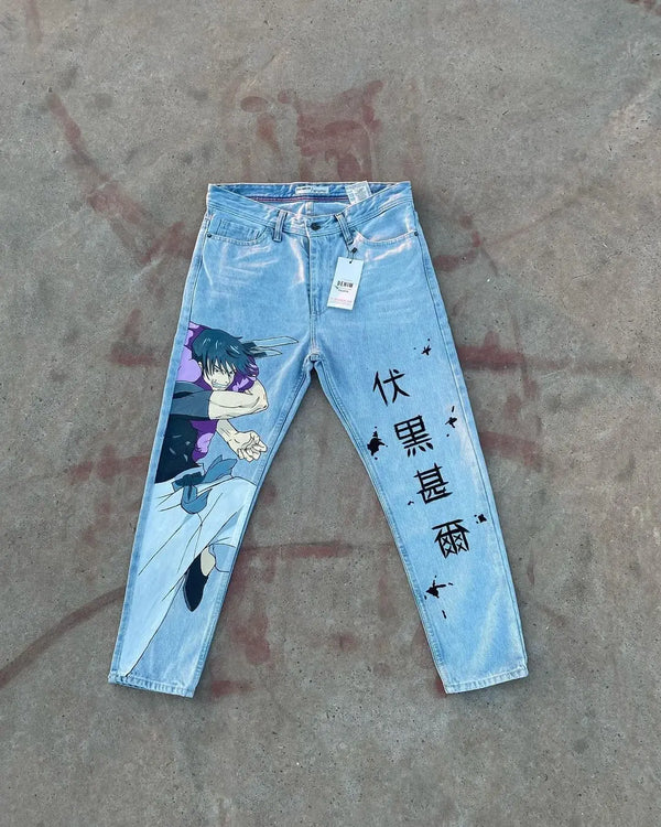 harajuku anime graphic wide leg jeans streetwear y2k jeans for men wide trouser pants women new japanese style high waist jeans vintage washed jeans