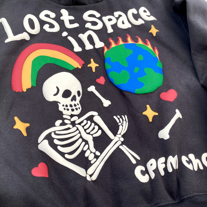 KANYE WEST Brand Fashion CPFM Foam 3D Print "Lost in Space" High-Street Oversized Cotton Hooded Sweatshirt Hoodie For Men