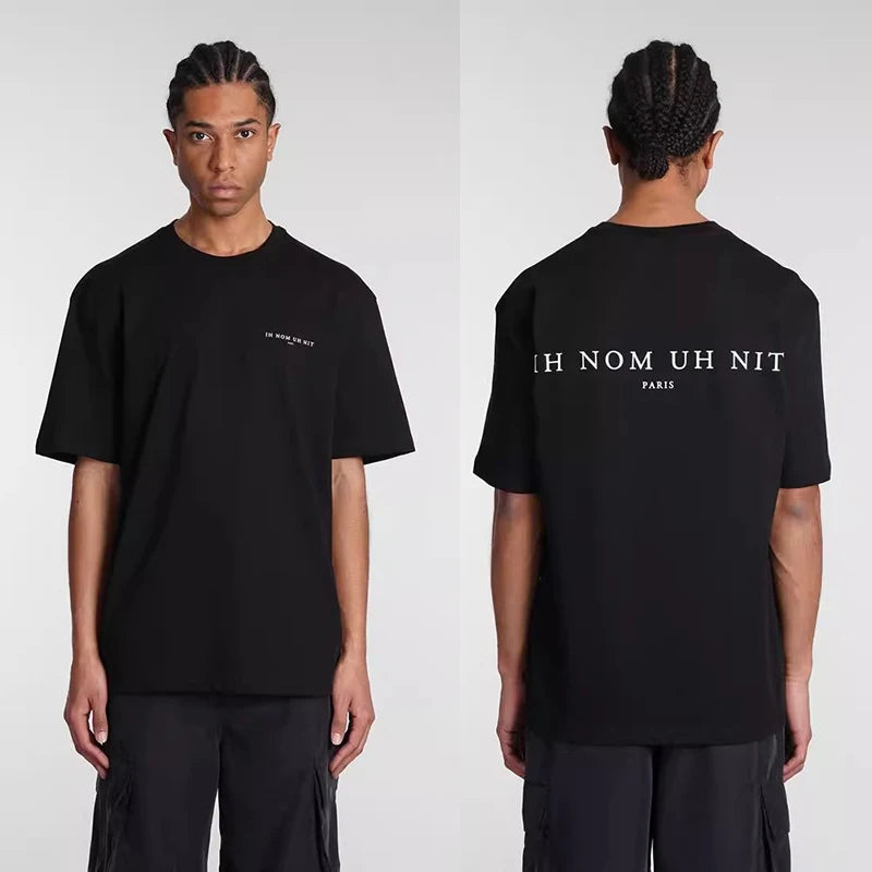 Harajuku Oversized Shirt – Black White Ih Nom Uh Nit Short Sleeve Tops Tee Men Woman Be – Urban Streetwear for Men & Women