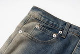 Ro Style Gradient Blue Horn Stacked Floor Dragging Jeans Unisex Streetwear Baggy Y2K Ribbons Zipper Denim Trousers Oversized