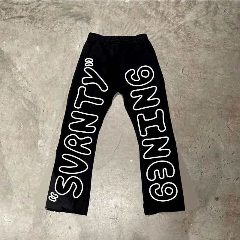 american trendy gothic letter printed high waist pants womens y2k street hip hop harajuku loose casual versatile sweatpants urban active pants