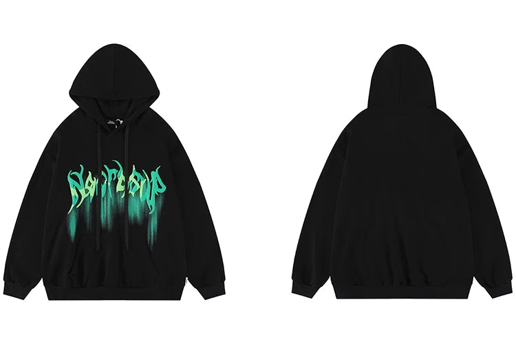 2023 Hip Hop Streetwear Hoodie Sweatshirt Letters Bubble Printing Hood