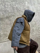 greg kanye double layer heavyweight fit hooded pullover with raw edges sweater grey Y2K vintage urban hoodie, oversized graphic print design, unique limited edition hoodie