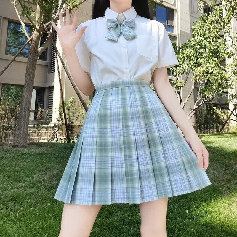 Japanese Korean Student Short Sleeve Sexy Jk Uniform Set High School Clothes Pleated Skirt Girl Seifuku Dress Cosplay Schoolgirl