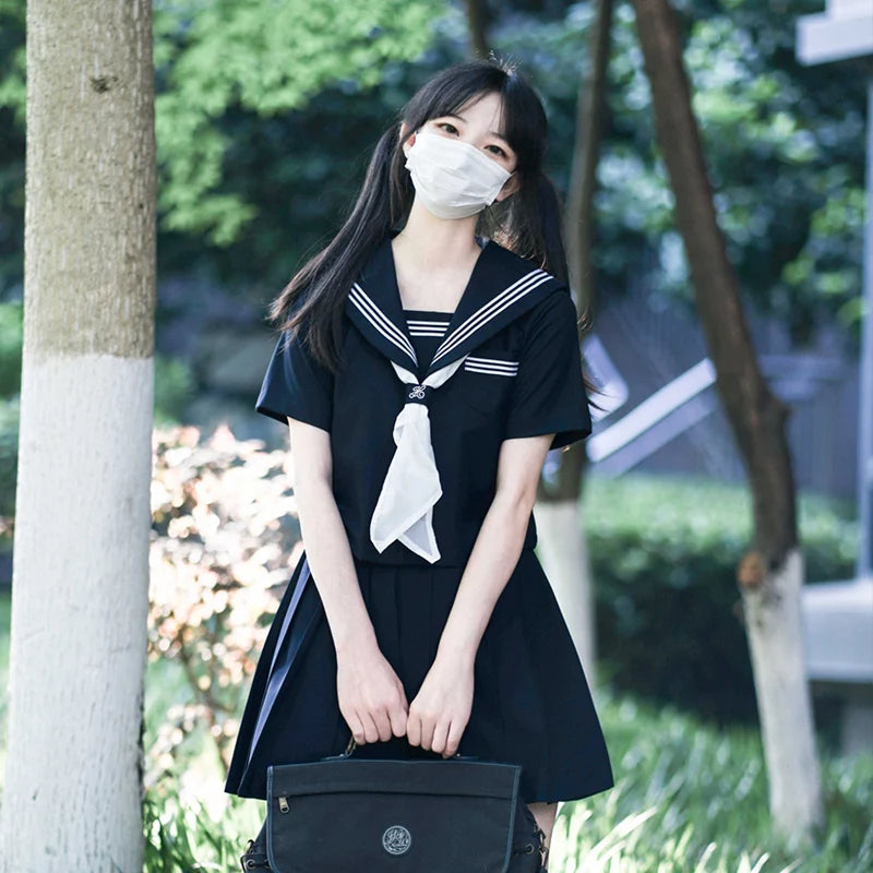 Navy Sailor Outfit Japanese Style School Uniform Skirt Girls JK Uniforms Student Sailor Dress Korean Student Seifuku COS Costume