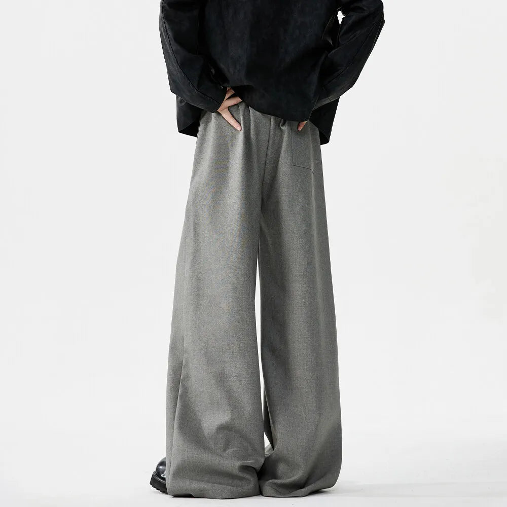 men loose casual korean streetwear fashion vintage straight wide leg suit pants trousers cityboy baggy pants minimalist street pants