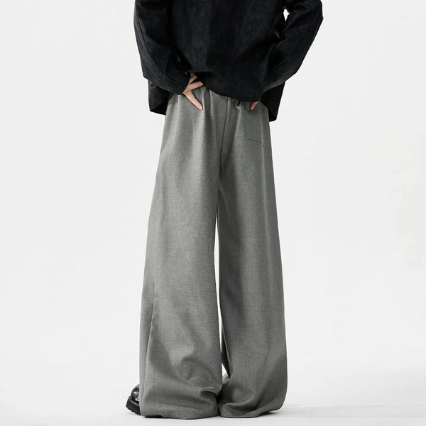 men loose casual korean streetwear fashion vintage straight wide leg suit pants trousers cityboy baggy pants minimalist street pants