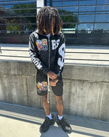 Street Casual Loose Letter Anime Print Oversized Hoodie Y2K Hip Hop Ro