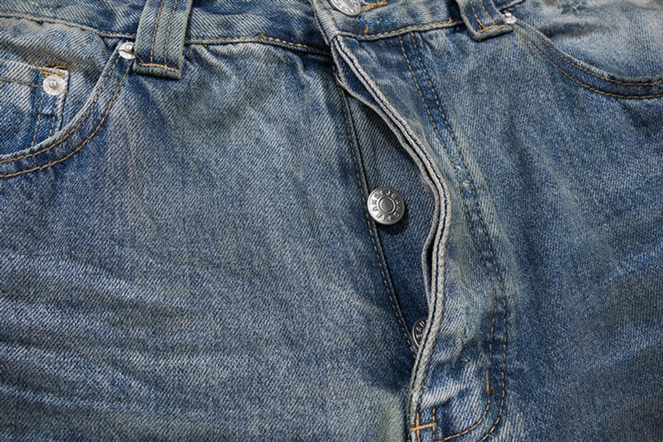 mens fashion ripped jeans blue straight baggy jeans trousers luxury designer loose casual distressed denim pants male unique jeans style 1134