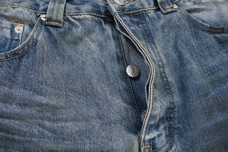 mens fashion ripped jeans blue straight baggy jeans trousers luxury designer loose casual distressed denim pants male unique jeans style 1134