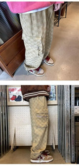 korean street ins overalls men women high street retro personality straight japanese style versatile loose y2k wide leg pants unique default style 3206