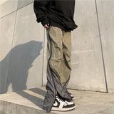 mens high street loose pants casual zipper open patchwork straight trousers pants hip hop new fashion streetwear jogging pants unique default style 1811