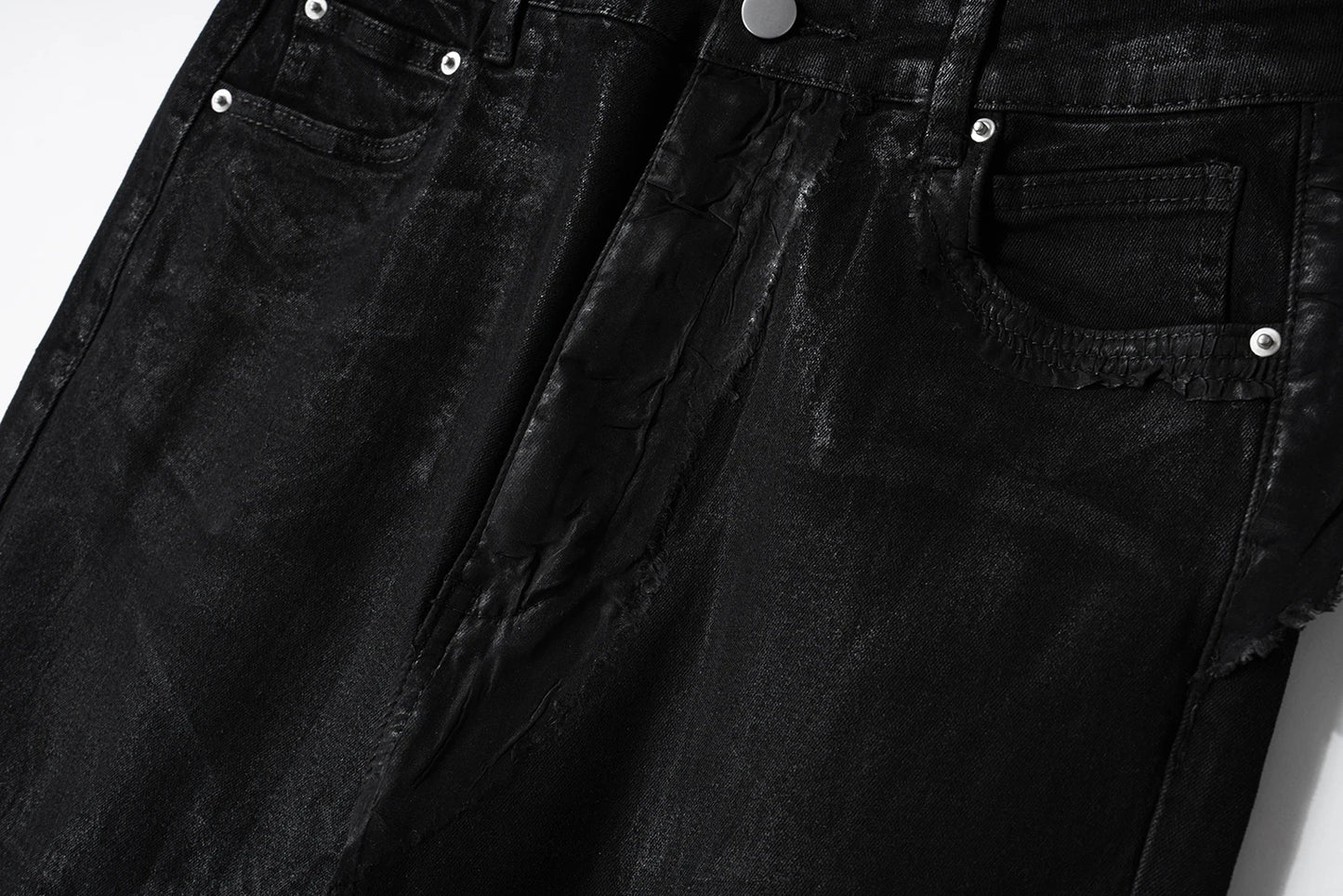 y2k streetwear wax leather strecth jeans for men and women ropa hombre baggy flare pants oversized straight denim trousers 1 unique jeans style 1142