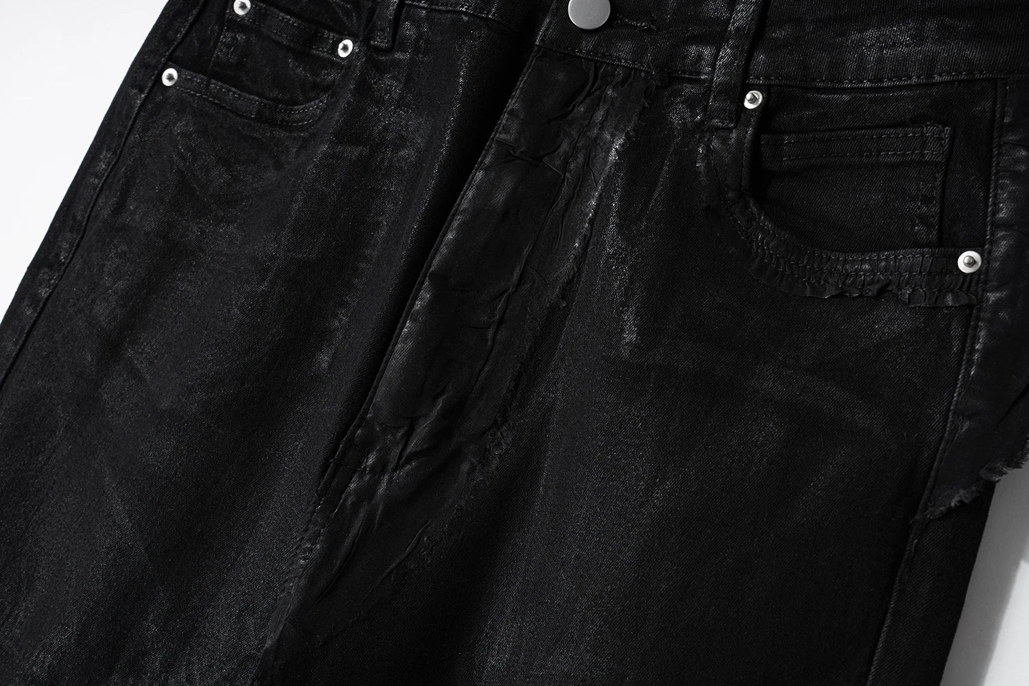 y2k streetwear wax leather strecth jeans for men and women ropa hombre baggy flare pants oversized straight denim trousers 1 unique jeans style 1142