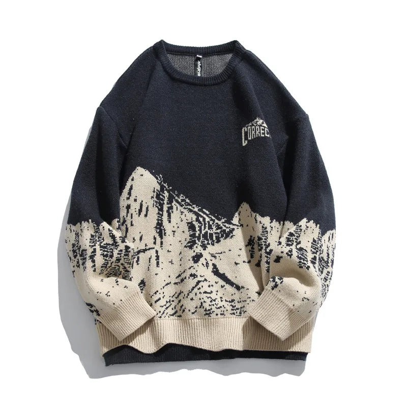 grunge oversized flame jumper built for warmth and edge, essential for winter street style, men’s streetwear clothing piece f