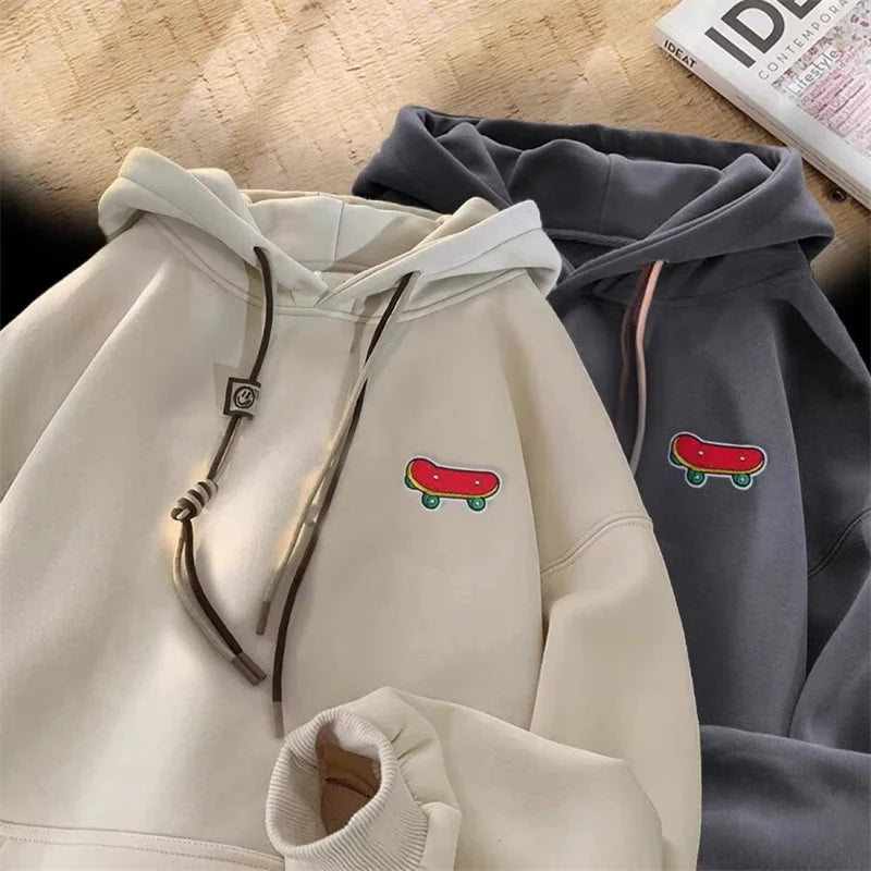 Autumn Kawaii Skateboard Graphic Hoody Mens New In Cotton Fleece Retro