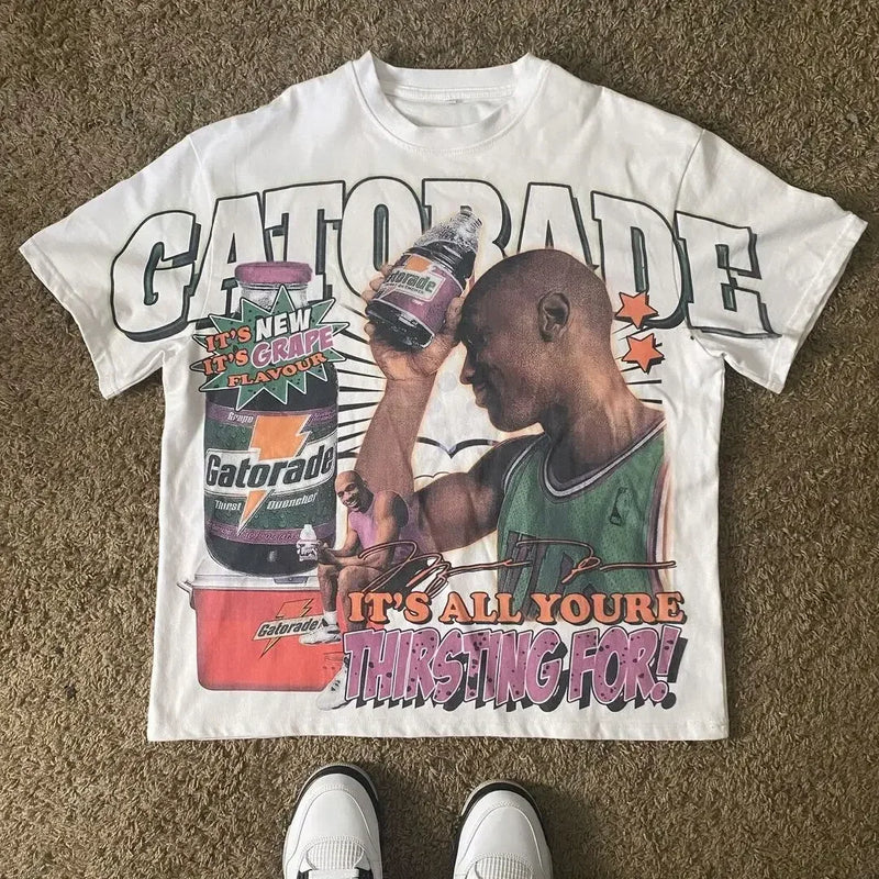 Cyberpunk Streetwear top – Hip Hop Goth Summer Y2K Print Men Y2K T Shirt Basketball Gra