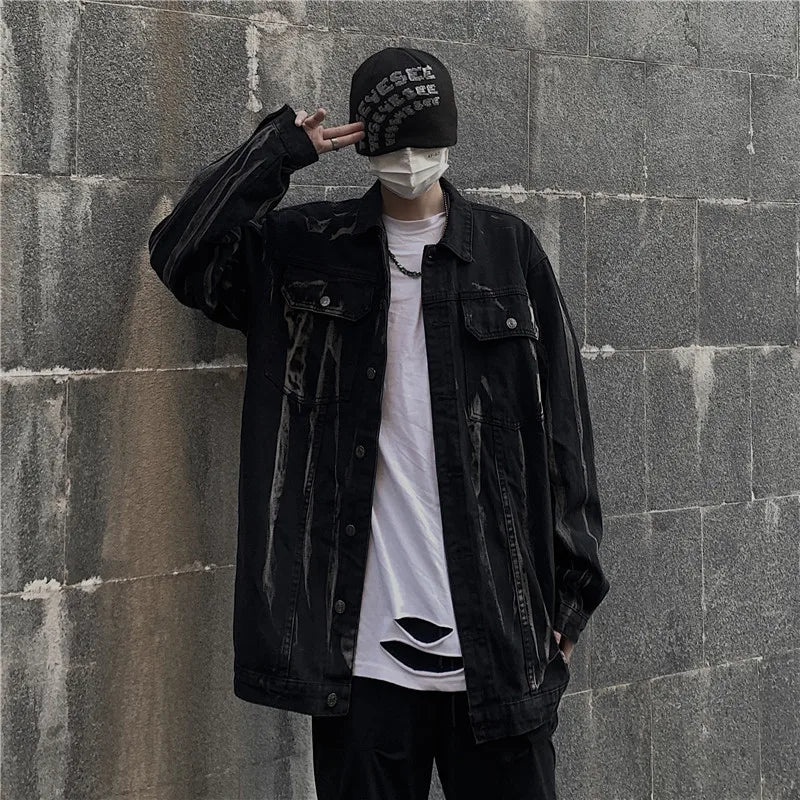 leather varsity coat, fall fit essential - oversized graphic apparel for edgy looks