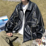 American Retro Pu Leather Jacket Spring And Autumn Hiphop High Street