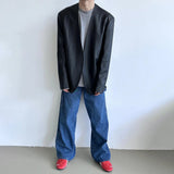 Mens Pu Leather Suit Jacket British Cardigan Casual Jacket Autumn Streetwear Campus Versatile Long-Sleeve Top Men'S Clothing