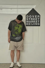 trapwear streetwear top featuring 24ss summer retro vintage portrait quality printing high street distressed t shirt tops