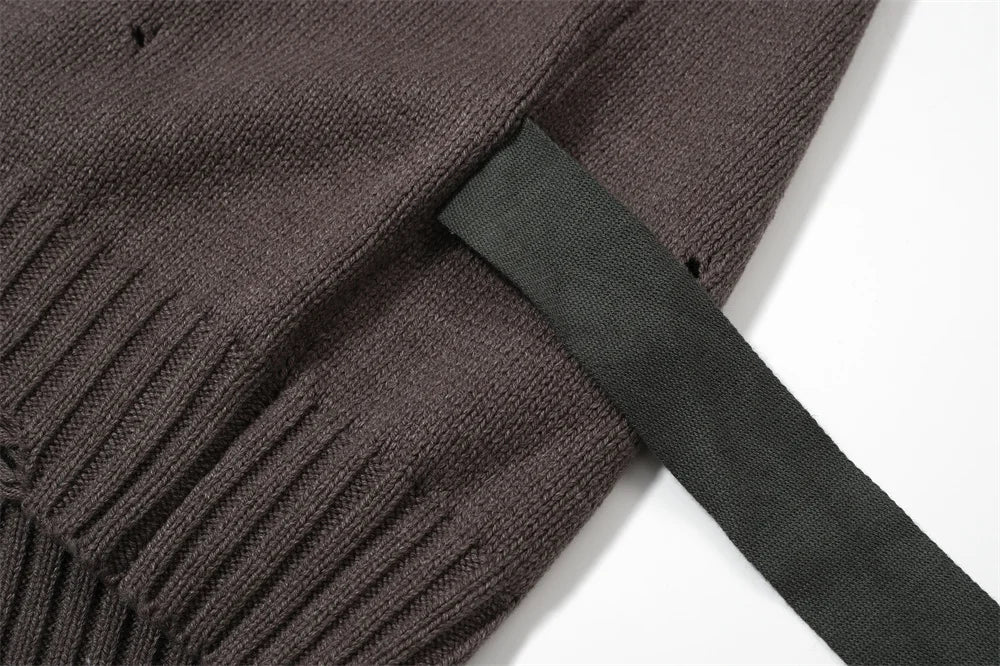 leather varsity streetwear knit with bold stitching, fall/winter pullover for urban outfits, men’s streetwear clothing piece 