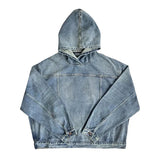Mens Autumn Winter Fashion Denim Washed Distressed Retro Hoodie Gender
