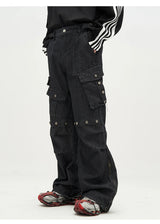 punk rivet denim jeans pants mens 2023 harajuku streetwear bottom zipper cotton casual oversize joggers straight pants trousers unique joggers style 4472