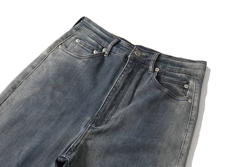 y2k washed gradient jeans pants blue stretch floor mop pants distressed casual micro speaker baggy mens and womens flare jean unique jeans style 109